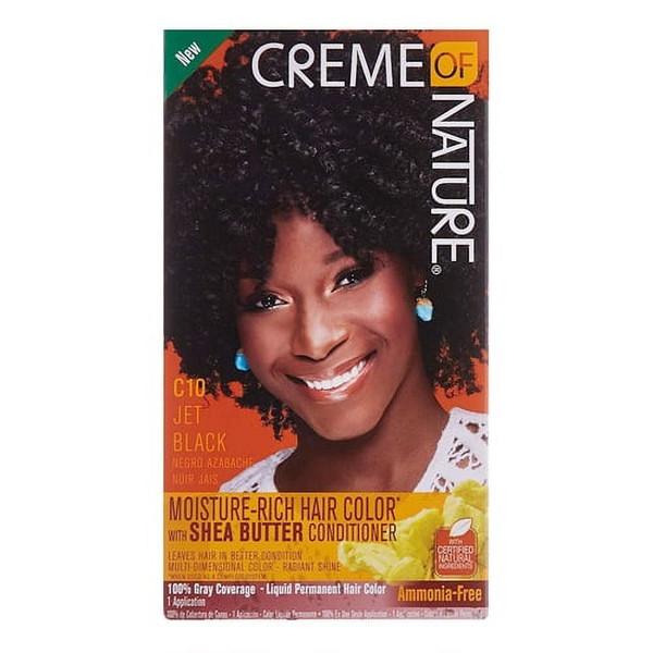 Creme Of Nature Moisture Rich Liquid Hair Color Kit, C10 Jet Black, 1 Ea