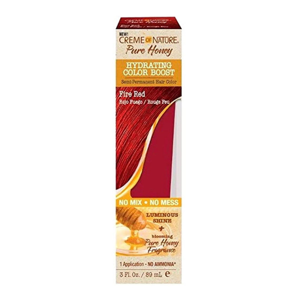 Creme Of Nature Pure Honey Hydrating Color Boost Semi Permanent Hair Color, Fire Red, 3 Oz