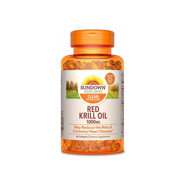 Sundown Naturals Krill Oil 1000 Mg Softgels Triple Strength Red 60 Soft Gels