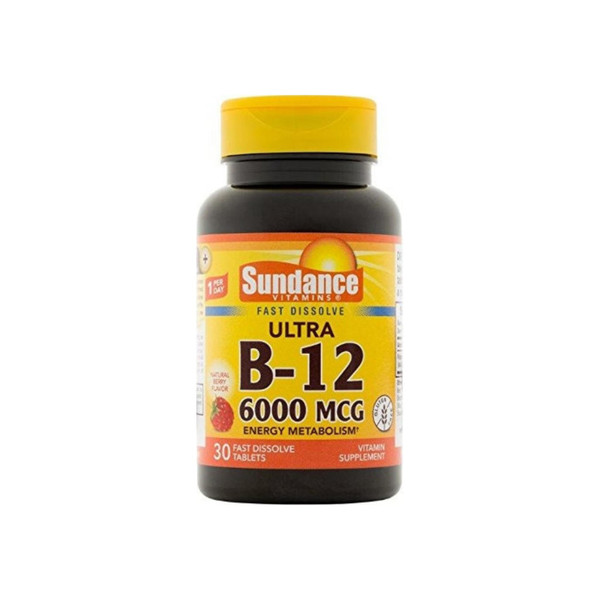 Sundance Vitamins B12 6000 Mcg Tablets For Energy Metabolism, 30 Ea