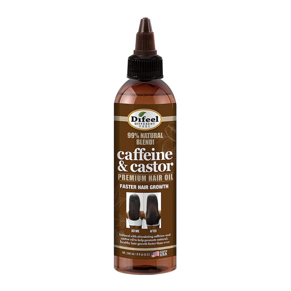 Difeel Natural Caffeine and Castor Premium Hair Oil, 8 Oz