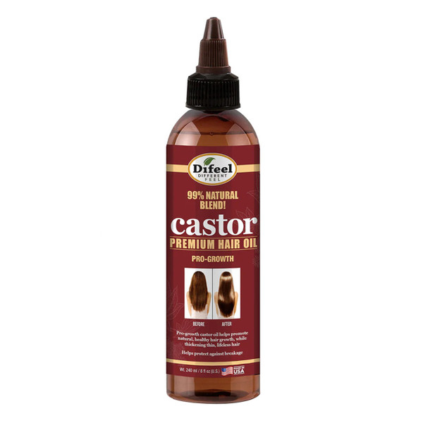 Difeel Natural Castor Pro Growth Premium Hair Oil, 8 Oz