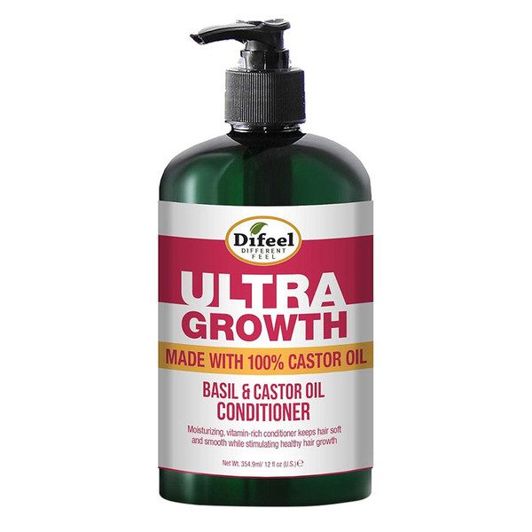 Difeel Ultra Growth Basil and Castor Oil Conditioner for Hydration and Growth, 12 oz
