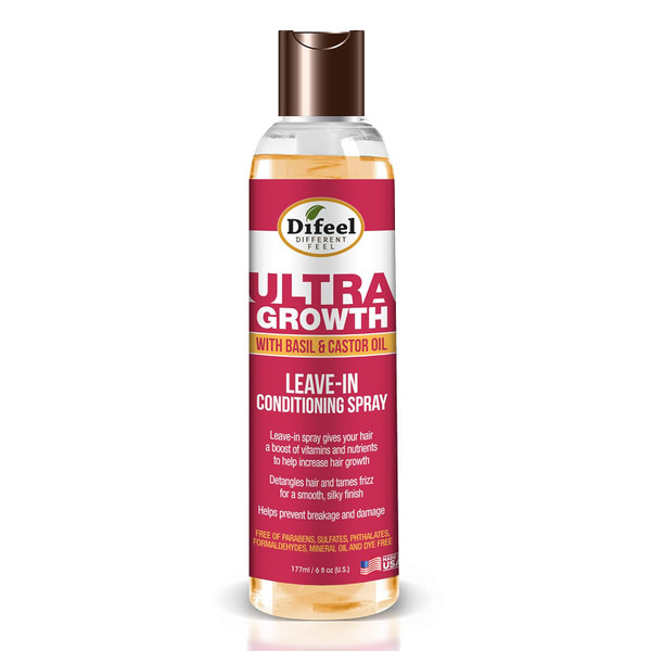 Difeel Ultra Growth Basil & Castor Hair Oil Leave in Conditioning Spray 6 oz.