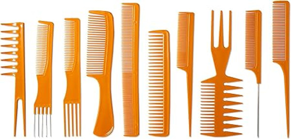 Donna Collection Smooth Finish Styling Combs, Tan, 10 Count