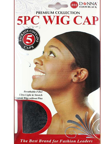 Donna Stocking Wig Cap, 22030 Black, 5 Ea
