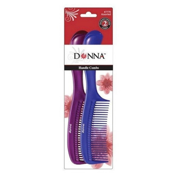 Donna Handle Combs Assorted Colors, 2 Ea