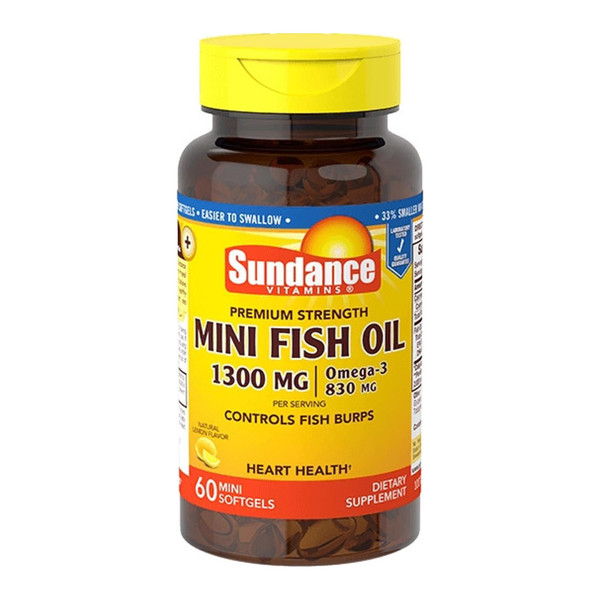 Sundance Vitamins  Mini Fish Oil 1300 Mg, Natural Lemon Flavor,  60 Ea