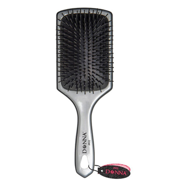 Donna Collection Large Metallic Silver Paddle Hair Brush, Black, 1 Ea