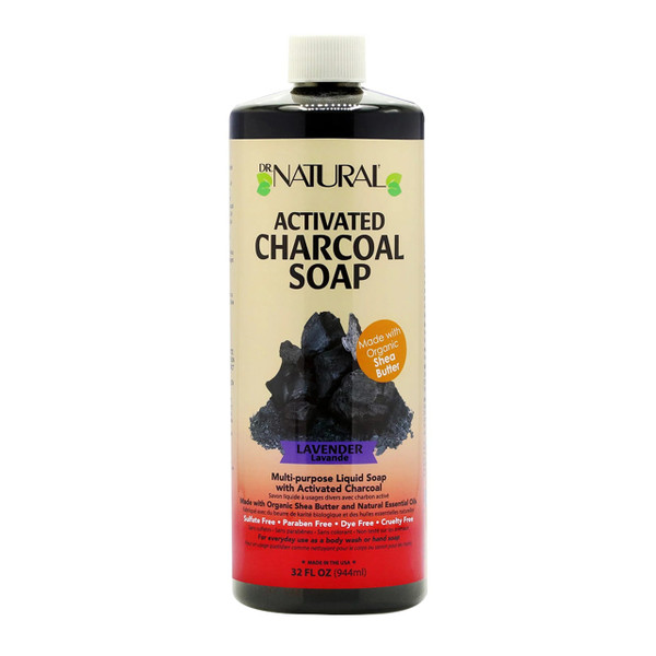 Dr Natural Activated Charcoal Soap, Lavender, 32 Oz
