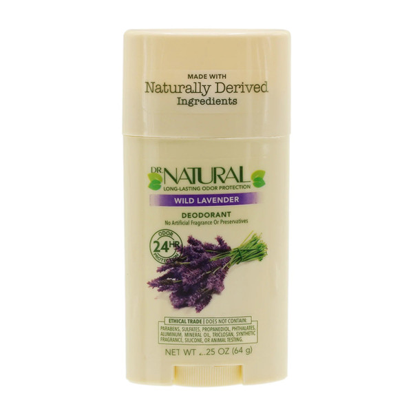Dr Natural Deodorant Stick, Wild Lavender, 2.25 Oz