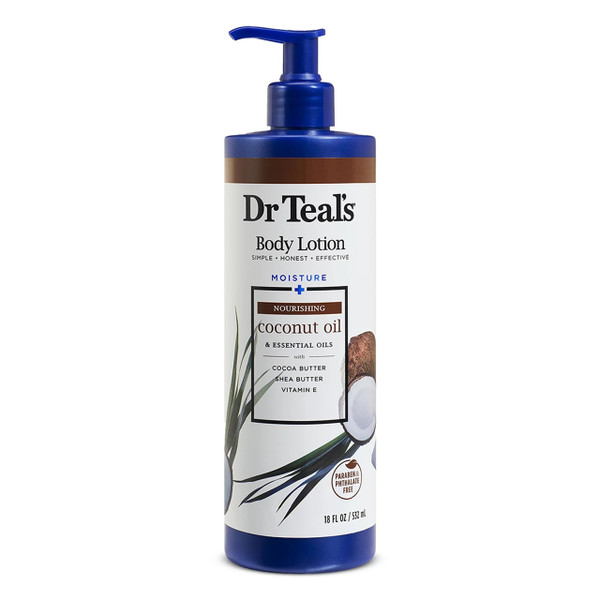 Dr Teals Body Lotion Moisture and Nourishing with Coconut Oil, 18 Oz
