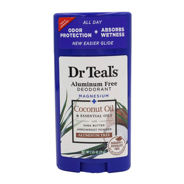 Dr Teals Aluminum Free Deodorant with Coconut Oil, 2.65 Oz