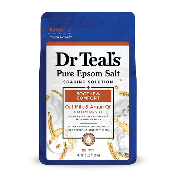 Dr Teals Pure Epsom Salt Foaming Bath with Oat Milk and Argan Oil, 3 Lb