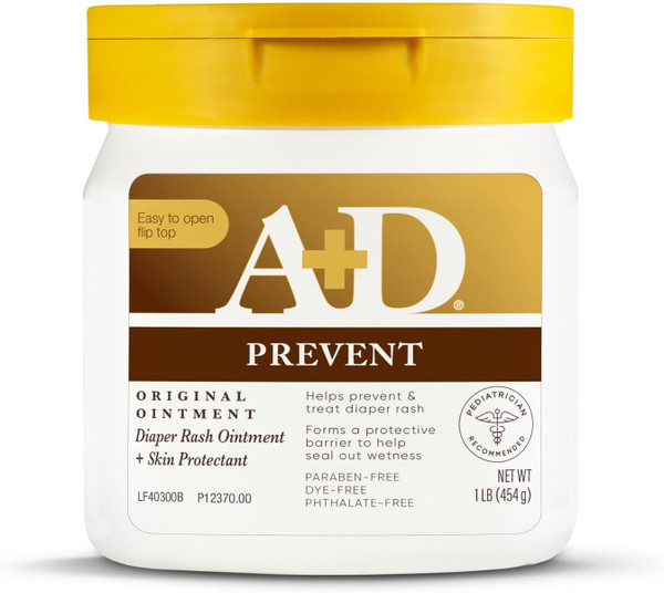 A+D Original Diaper Rash Ointment, Skin Protectant With Lanolin and Petrolatum,  Cream 16 Ounce
