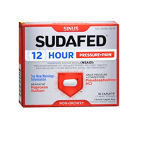 Sudafed Pe, Sudafed Sinus And Pain 12 Hour Caplets, 16 tabs