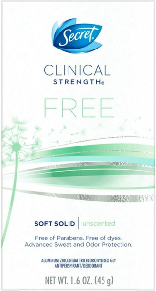 Secret Clinical Strength Soft Solid Sensitive Unscented Deodorant, 1.6 oz