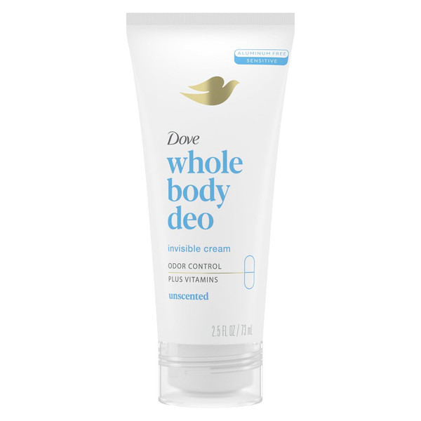 Dove Whole Body Deo Invisible Cream Deodorant  Odor Control, 2.5 oz