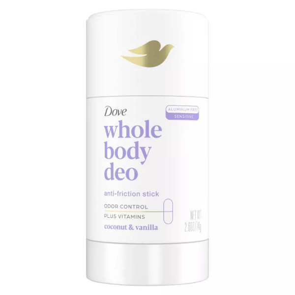 Dove Beauty Aluminum Free Whole Body Deodorant Anti-Chafe Stick - Coconut & Vanilla - 2.6oz