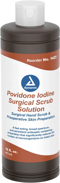 Dynarex Povidone-Iodine Scrub Solution, 16 oz
