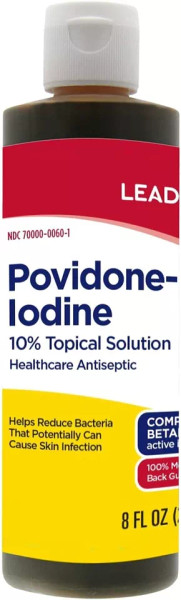 Leader Povidone Iodine Topical Solution First Aid Antiseptic Wound Cleanser 8 Oz