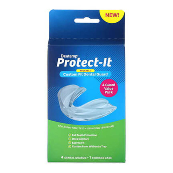Dentemp Protect It Reusable Custom Fit Dental Guard, 4 Dental Guards, 1 Storage Case
