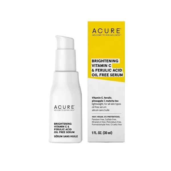 Acure Brightening Vitamin C & Ferulic Acid Oil Free Face Serum - 1 Fl Oz
