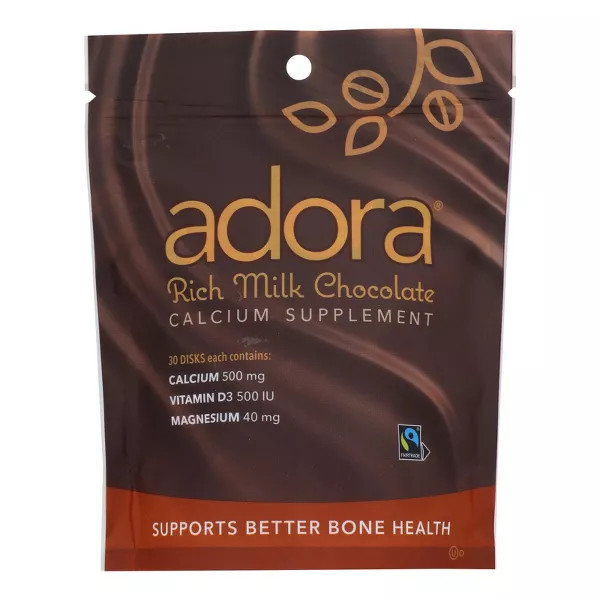 Adora Calcium Supplement,Rich Milk Chocolate- 30 Ct
