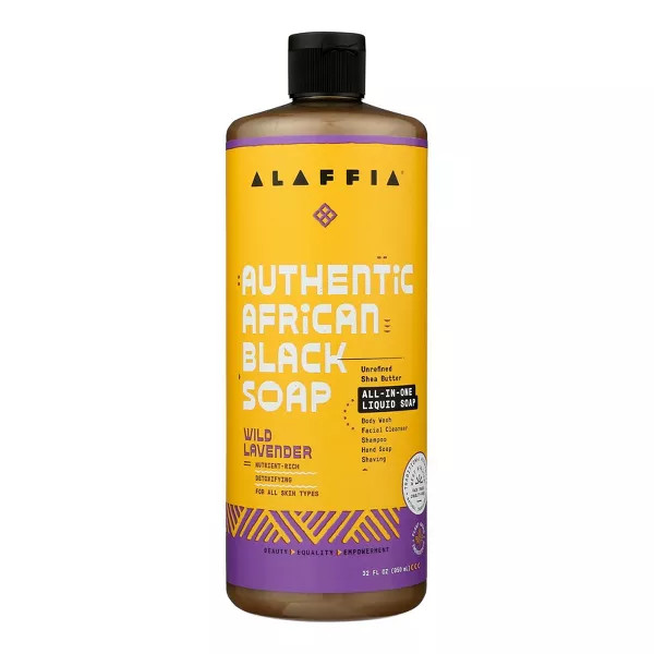 Alaffia Authentic African Black Soap Wild Lavender - 32 Fl Oz