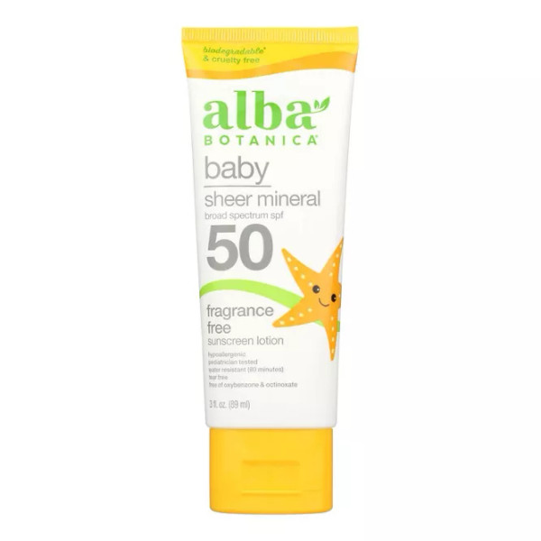 Alba Botanica Baby Sheer Mineral Sunscreen Spf 50 - 3 Fl Oz