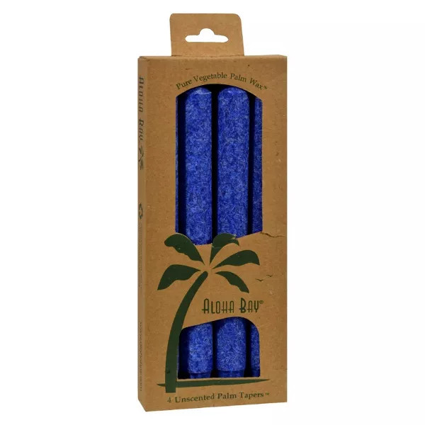 Aloha Bay Royal Blue Palm Taper Candles - 4 Ct