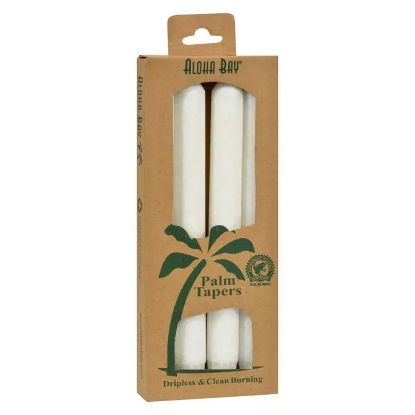 Aloha Bay White Palm Taper Candles - 4 Ct