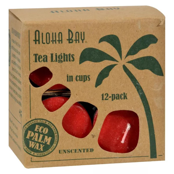 Aloha Bay Red Tea Light Palm Wax - 12 Ct