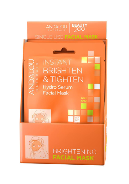 Andalou Naturals Instant Brighten & Tighten Hydro Serum Facial Mask, 0.6 Fl Oz