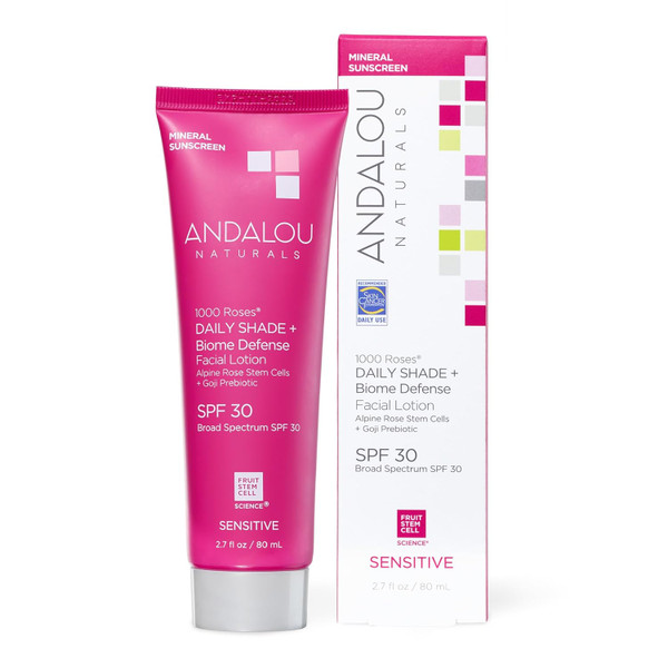Andalou Naturals Daily Shade Face Sunscreen, 1000 Roses, Spf 30 2.7 Fl Oz