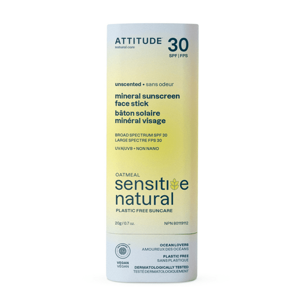 Attitude Mineral Sunscreen Face Stick Unscented Spf 30, 0.7Oz