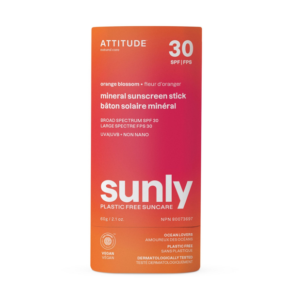 Attitude Orange Blossom Mineral Sunscreen Stick Spf 30, 2.1Oz