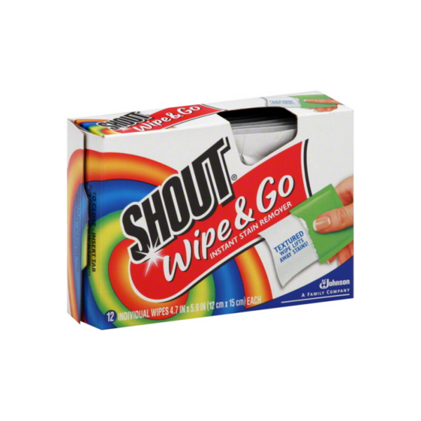 Shout Wipe & Go Instant Stain Remover Wipes 12 Ea