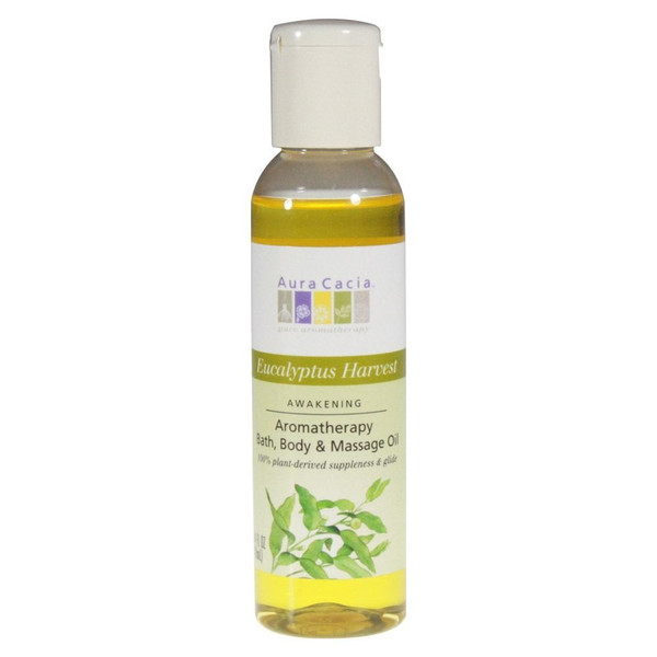 Aura Cacia Eucalyptus Harvest Aromatherapy Bath, Body And Massage Oil - 4 Oz