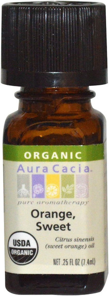 Aura Cacia Organic Sweet Orange Essential Oil .25Fl Oz