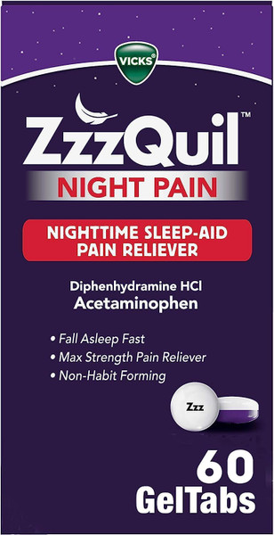 Zzzquil Night Pain Geltabs, Nighttime Pain Relief, Sleep Aid Tablets, 60 Ct