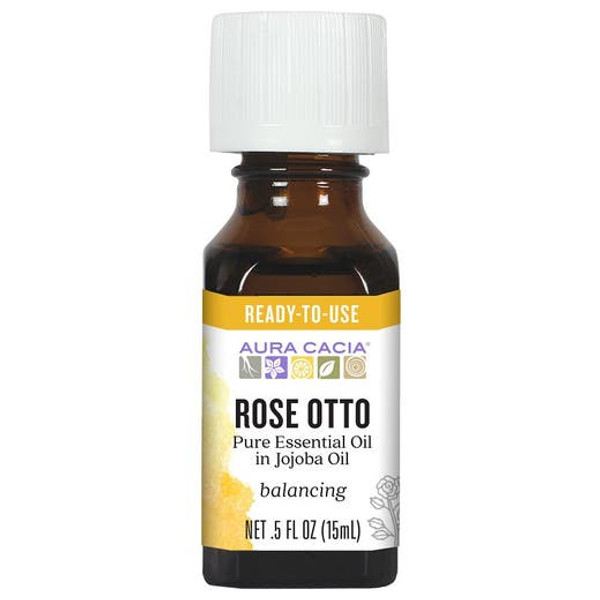 Aura Cacia Rose Otto Jojoba Pure Essential Oil .5 Fl Oz