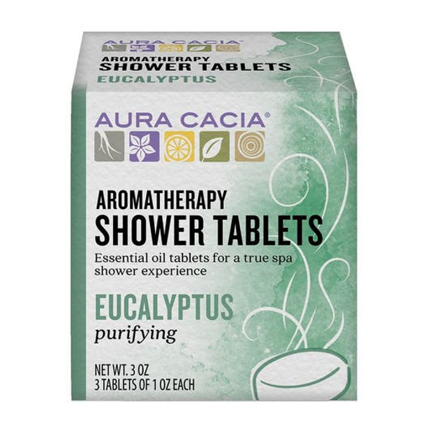 Aura Cacia Shower Tablet Pure Essential Oils Purifying Eucalyptus 1Oz