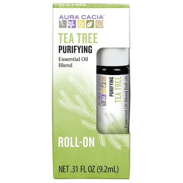 Aura Cacia Tea Tree Essential Oil Purifying Roll-On 0.31Fl Oz