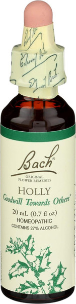 Bach Flower Essence Original Remedy Dropper Holly Formula for Compassion and Harmony, 0.7 Oz  