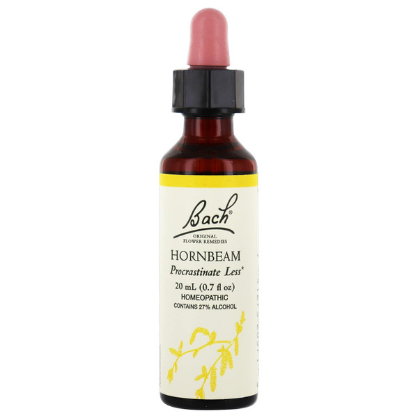 Bach Flower Essence Original Remedies Hornbeam Formula for Mental Energy and Motivation, 0.7 Oz  