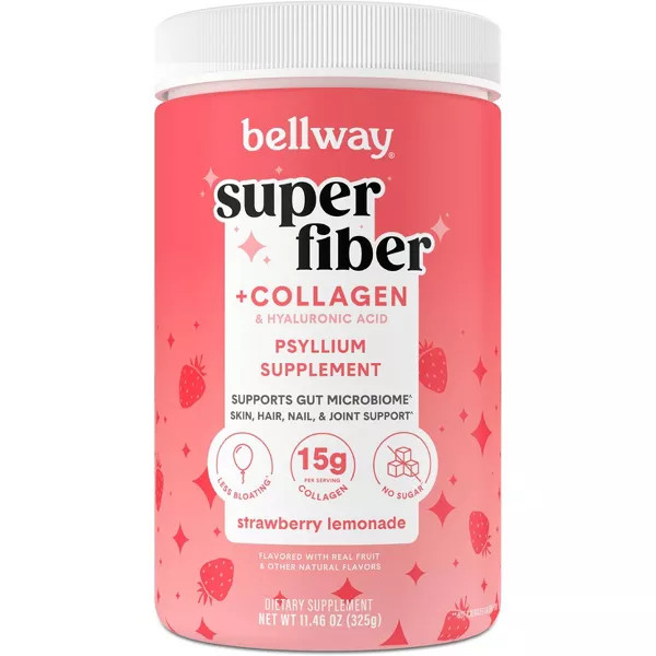 Bellway Super Fiber + Collagen, Psyllium Fiber Supplement 11.5 Oz