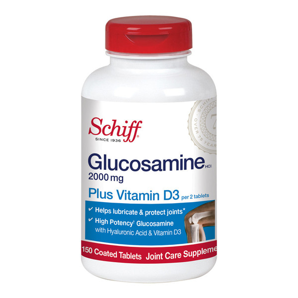 Schiff Glucosamine 2000Mg With Vitamin D3 And Hyaluronic Acid Joint Supplement, 150 Ct
