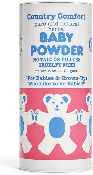 Country Comfort Pure and Natural Herbal Baby Powder for Gentle Diaper Area Care, 3 oz