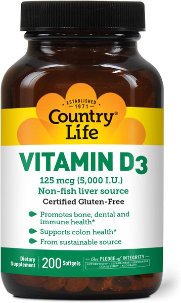 Country Life Vitamin D3 5000 Iu - 200 Ct